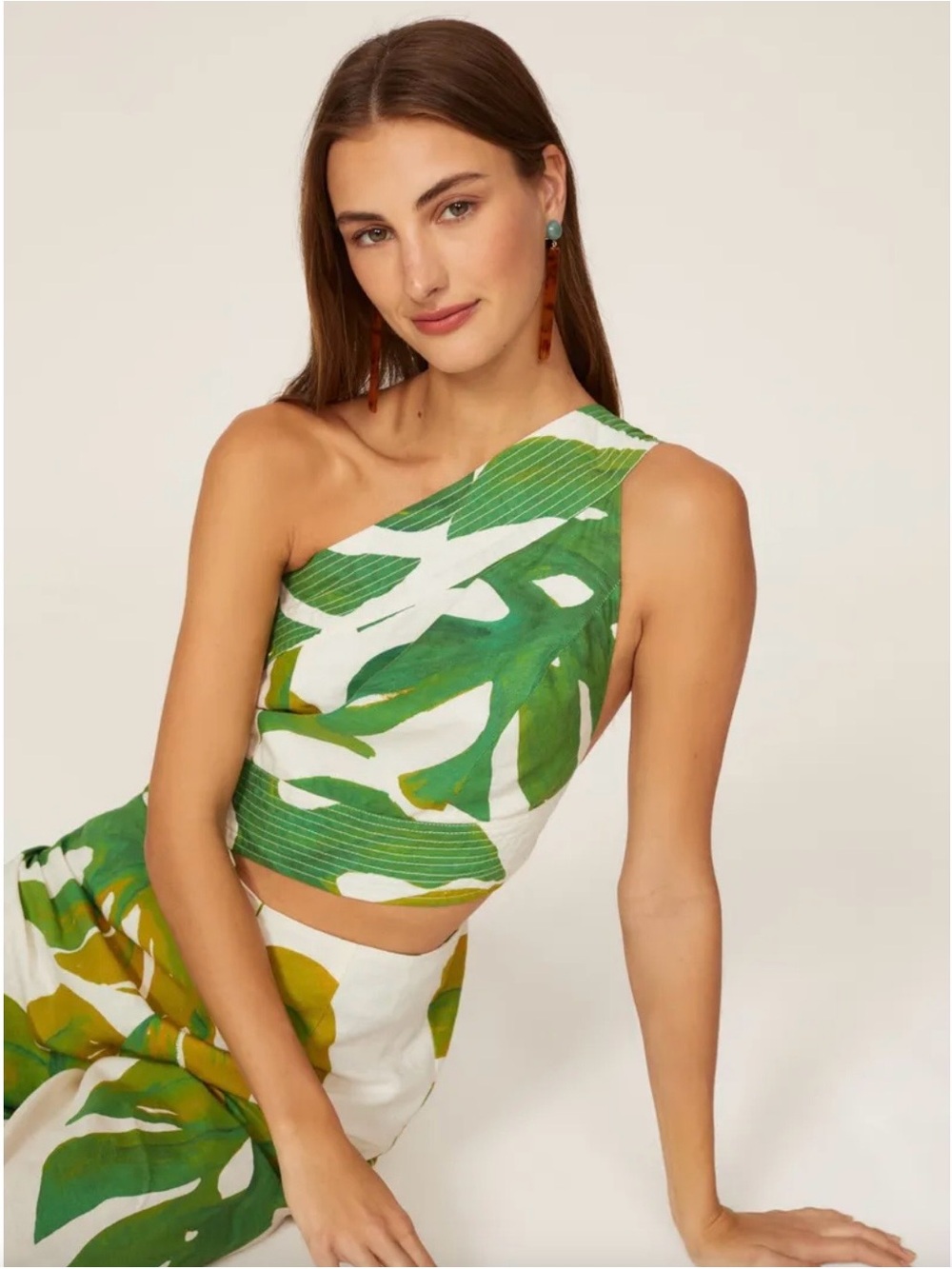 FARM Rio White One-Shoulder Tropical Leaf Wide-Leg Jumpsuit - Picture 4 of 5